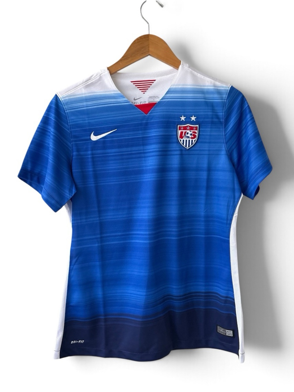 Nike USWNT 2015 World Cup Away Soccer Jersey Women’s L Blue Dri-FIT USA